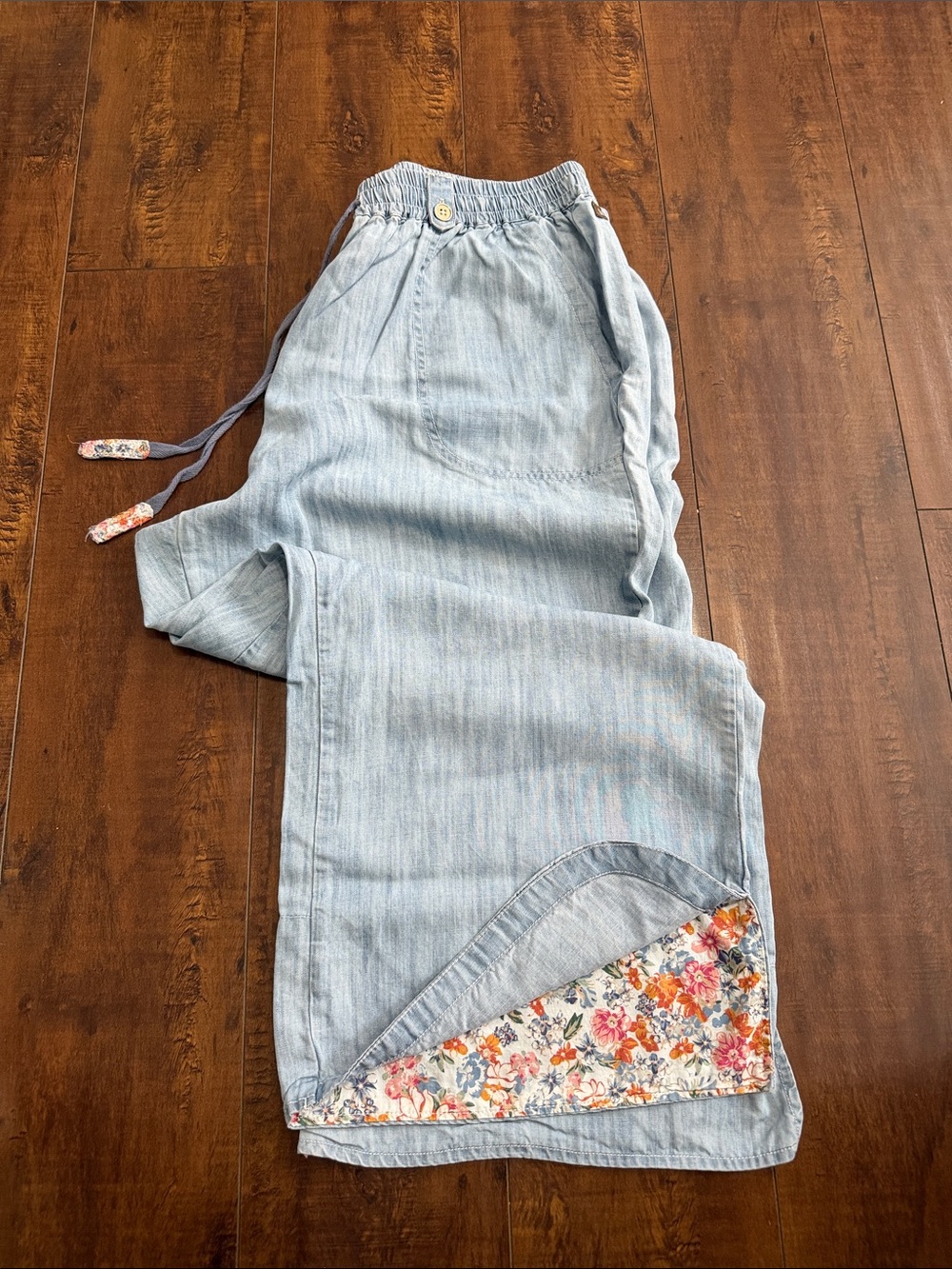Matilda Jane Light Blue Capri Pants with Floral Inset